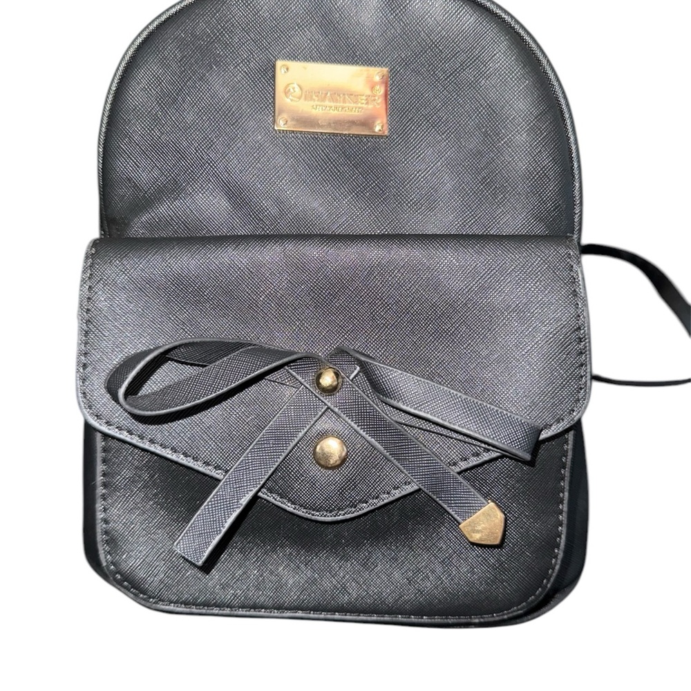 Black Leather Backpack with Bow by Unknown Brand
